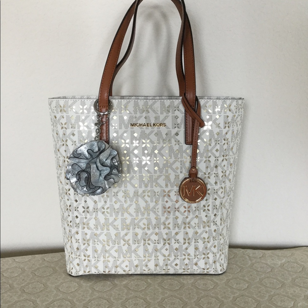 Michael Kors rose flower ruffle Pom Pom charm